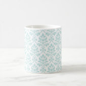 Feuille Damask Muster Light Aquamarin auf White Kaffeetasse (Mittel)