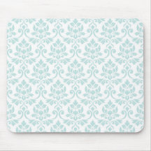 Feuille Damask Muster Light Aquamarin auf White