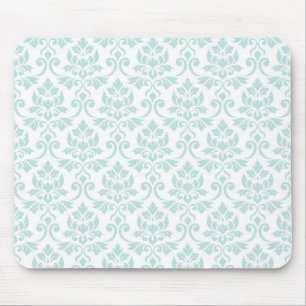 Feuille Damask Muster Light Aquamarin auf White Mousepad