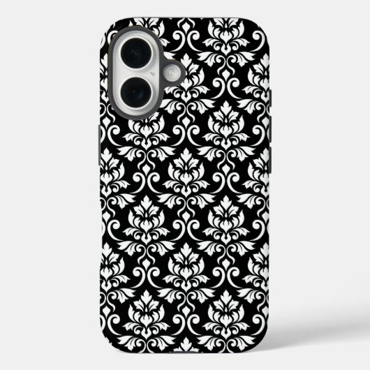Feuille Damask Muster Weiß auf Schwarz Case-Mate iPhone Hülle (Rückseite)