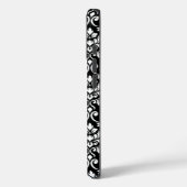Feuille Damask Muster Weiß auf Schwarz Case-Mate iPhone Hülle (Rückseite / Links)
