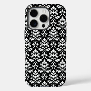 Feuille Damask Muster Weiß auf Schwarz iPhone 16 Pro Hülle