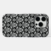 Feuille Damask Muster Weiß auf Schwarz Case-Mate iPhone Hülle (Rückseite (Horizontal))