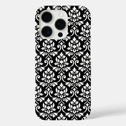 Feuille Damask Muster Weiß auf Schwarz Case-Mate iPhone Hülle (Rückseite)