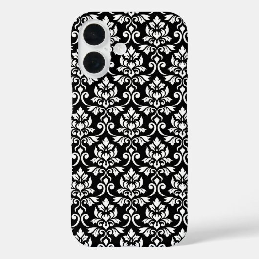 Feuille Damask Muster Weiß auf Schwarz Case-Mate iPhone Hülle (Rückseite)