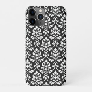 Feuille Damask Muster Weiß auf Schwarz iPhone 11Pro Hülle