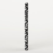 Feuille Damask Muster Weiß auf Schwarz iPhone Hülle (Rechte Seite)