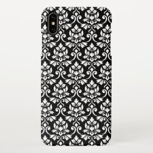 Feuille Damask Muster Weiß auf Schwarz iPhone Hülle