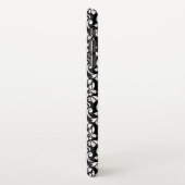Feuille Damask Muster Weiß auf Schwarz iPhone Hülle (Linke Seite)