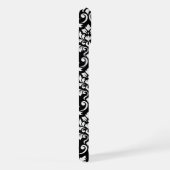 Feuille Damask Muster Weiß auf Schwarz iPhone Hülle (Rechte Seite)