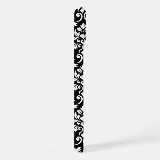 Feuille Damask Muster Weiß auf Schwarz iPhone Hülle (Rechte Seite)