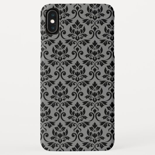 Feuille Damask Pattern Black auf Grau Case-Mate iPhone Hülle (Rückseite)