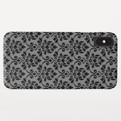 Feuille Damask Pattern Black auf Grau Case-Mate iPhone Hülle (Rückseite (Horizontal))