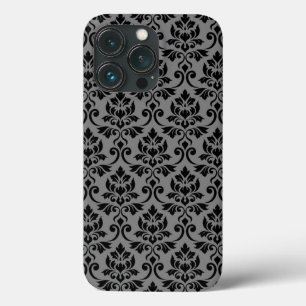 Feuille Damask Pattern Black auf Grau Case-Mate iPhone Hülle