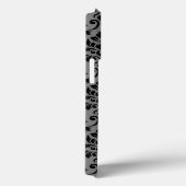 Feuille Damask Pattern Black auf Grau Case-Mate iPhone Hülle (Rückseite / Rechts)