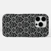 Feuille Damask Pattern Black auf Grau Case-Mate iPhone Hülle (Rückseite (Horizontal))