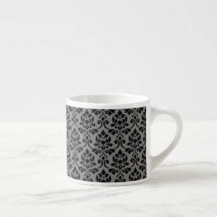 Feuille Damask Pattern Black auf Grau Espressotasse