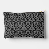 Feuille Damask Pattern Black auf Grau Zubehörtasche (Rückseite)