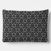 Feuille Damask Pattern Black auf Grau Zubehörtasche (Vorderseite)