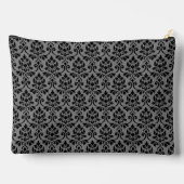Feuille Damask Pattern Black auf Grau Zubehörtasche (Rückseite)