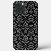 Feuille Damask Pattern Grau auf schwarz Case-Mate iPhone Hülle (Rückseite)