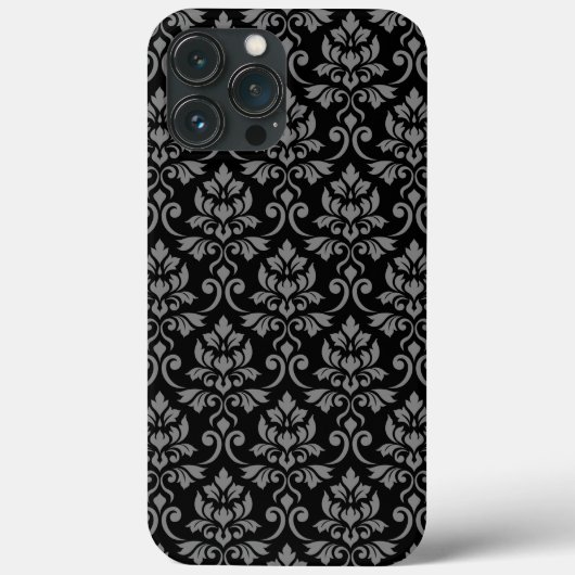 Feuille Damask Pattern Grau auf schwarz Case-Mate iPhone Hülle (Rückseite)
