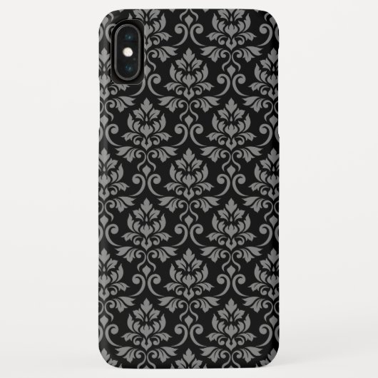 Feuille Damask Pattern Grau auf schwarz Case-Mate iPhone Hülle (Rückseite)