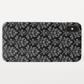 Feuille Damask Pattern Grau auf schwarz Case-Mate iPhone Hülle (Rückseite (Horizontal))