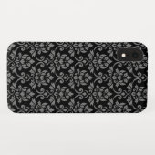 Feuille Damask Pattern Grau auf schwarz Case-Mate iPhone Hülle (Rückseite (Horizontal))