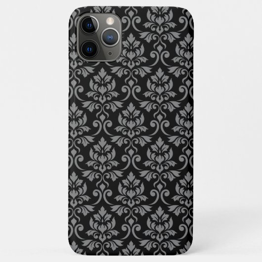 Feuille Damask Pattern Grau auf schwarz Case-Mate iPhone Hülle (Rückseite)
