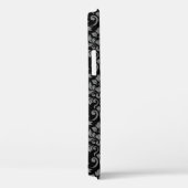 Feuille Damask Pattern Grau auf schwarz Case-Mate iPhone Hülle (Rückseite / Rechts)