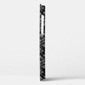 Feuille Damask Pattern Grau auf schwarz Case-Mate iPhone Hülle (Rückseite / Links)