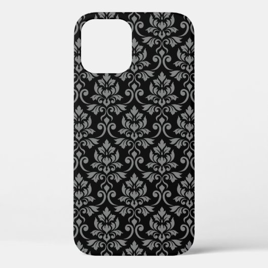 Feuille Damask Pattern Grau auf schwarz Case-Mate iPhone Hülle (Rückseite)
