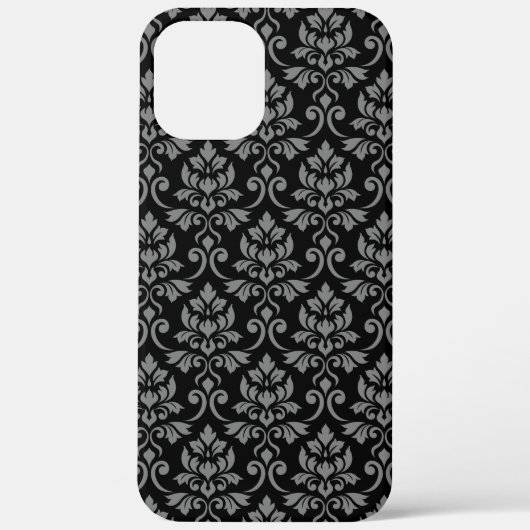 Feuille Damask Pattern Grau auf schwarz Case-Mate iPhone Hülle (Rückseite)