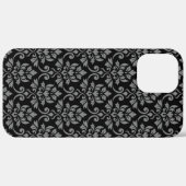 Feuille Damask Pattern Grau auf schwarz Case-Mate iPhone Hülle (Hinten (horizontal))