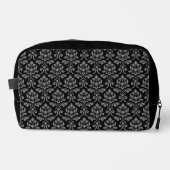 Feuille Damask Pattern Grau auf schwarz Waschbeutel (Vorderseite)