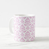 Feuille Damask Pink auf dem weißen großen Muster Kaffeetasse (Vorderseite Links)