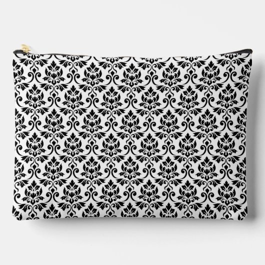 Feuille Damask Rpt Pattern Schwarz auf Weiß Zubehörtasche (Vorderseite)