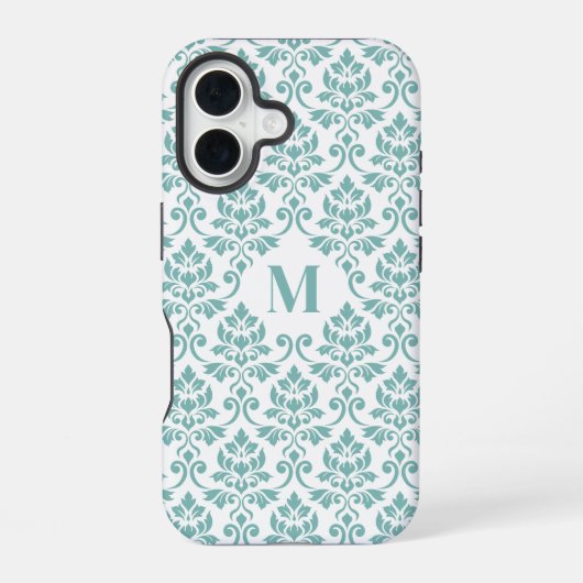 Feuille Damask Teal Muster (benutzerdefiniert) iPhone 16 Hülle (Rückseite)
