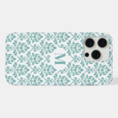 Feuille Damask Teal Muster (benutzerdefiniert) iPhone Hülle (Rückseite (Horizontal))