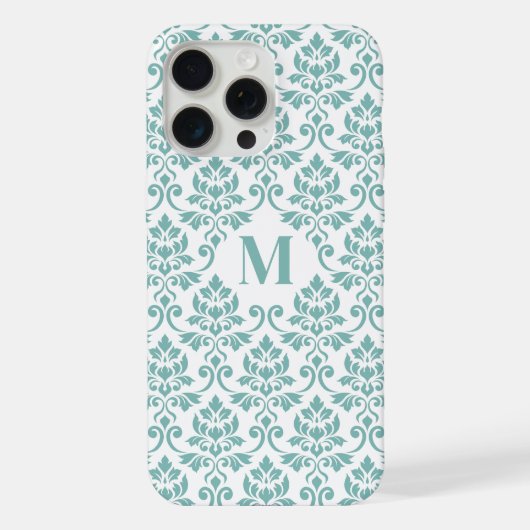 Feuille Damask Teal Muster (benutzerdefiniert) iPhone Hülle (Rückseite)