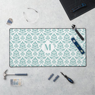 Feuille Damask Teal Muster (Benutzerdefiniert) Schreibtischunterlage