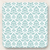 Feuille Damask Teal Muster Getränkeuntersetzer (Vorderseite)