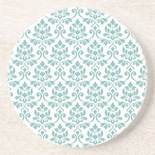 Feuille Damask Teal Muster Getränkeuntersetzer