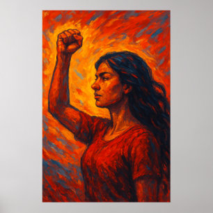 Feurig erhebt sie sich Feministische erhobene Fa Poster