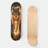 Feurig Glühender Wolf Skateboard (Vorderseite)