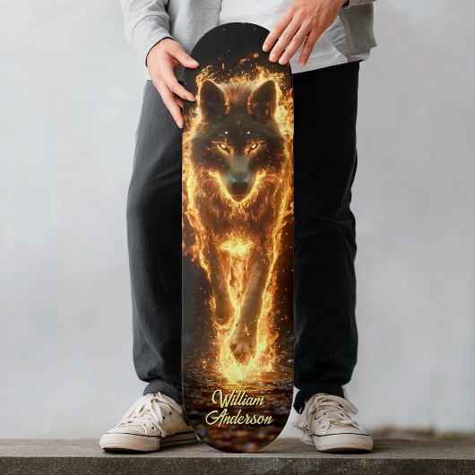 Feurig Glühender Wolf Skateboard