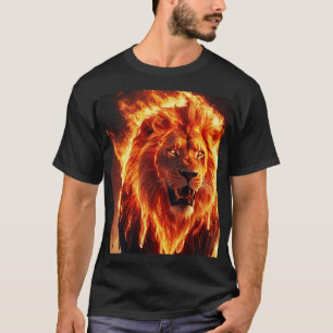 Feurig Löwe T-Shirt - Kühnes Flammendes Löwe Grafi