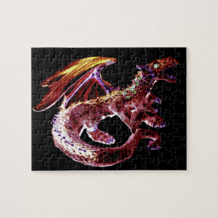 Feurig Rubin Karmesinroter Drache Mythische Heraus Puzzle