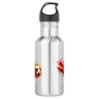 Feurige Fußball-Bewegungsgrafik-Kaffeetasse Edelstahlflasche